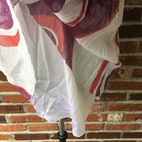 Bebe Spaghetti Strap Top Shimmer White Purple Red S Sheer Layered Baby Doll - Picture 5 of 10